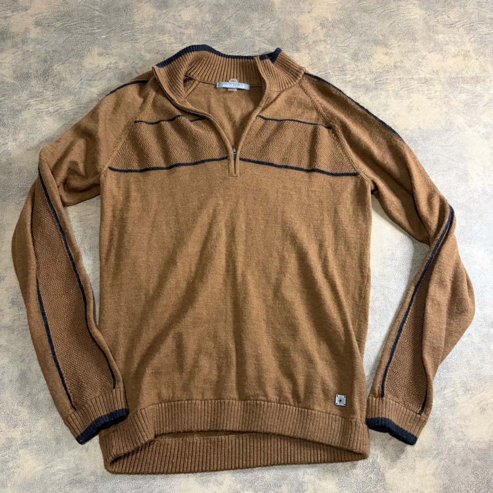 Smartwool Quarter Zip Sweater Mens Small Brown Merino Wool Blend SW010038